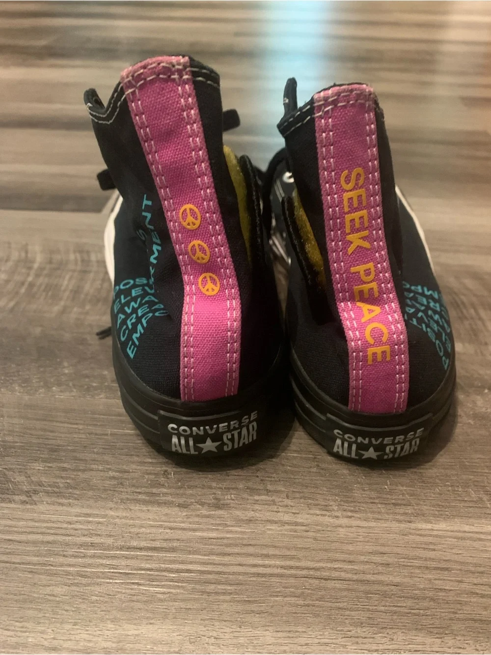 Converse Kids Black High-Top Sneakers with Yellow Tongue Lettering